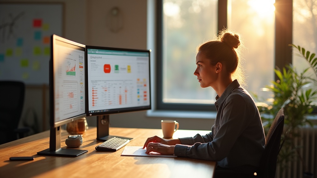 Marketer analyzing ad dashboard data at desk — negative keywords for google ads