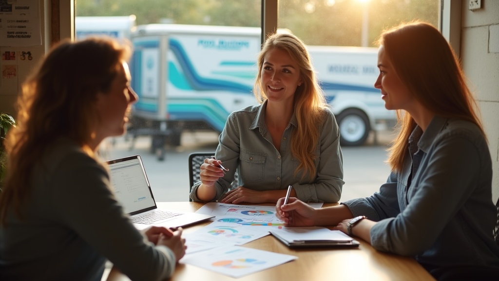 Pool business owner reviewing lead generation metrics — pool builders lead generation
