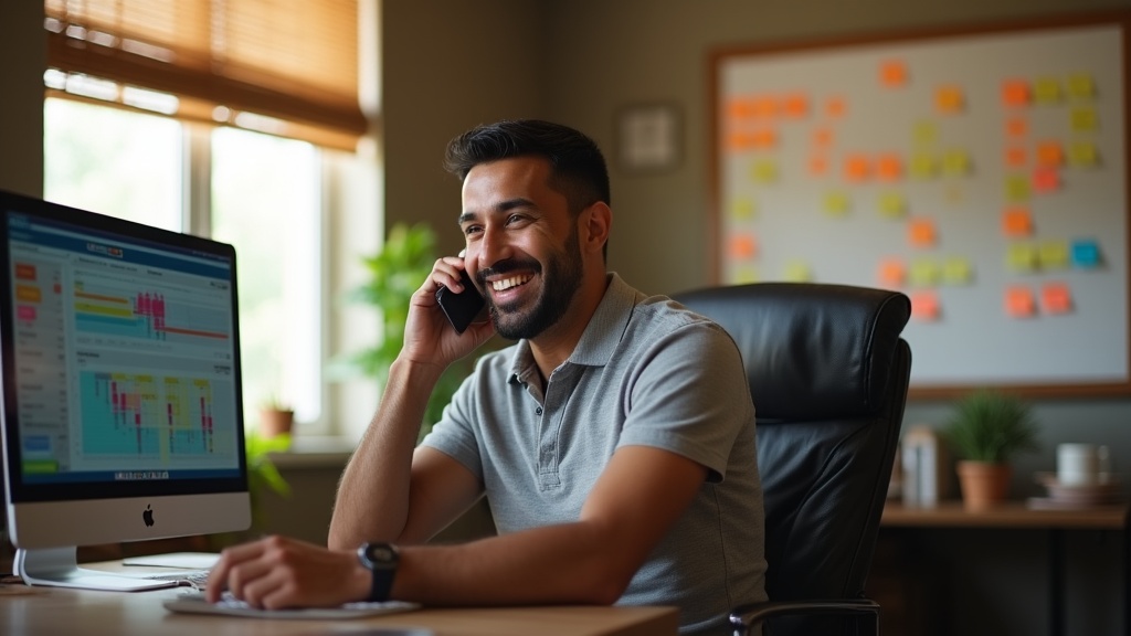 Sales consultant calling new pool lead promptly — pool builders lead generation