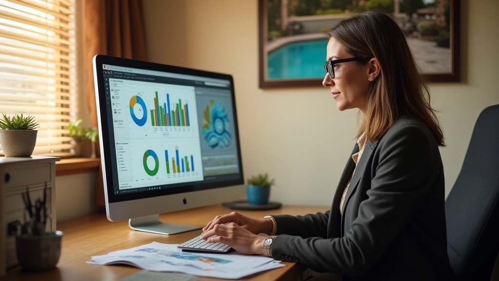 Marketing manager analyzing search campaign performance — pool builders lead generation
